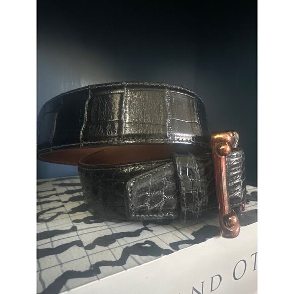 Vintage Barry Kieseltein - Cord Alligator belt Sterling Gold unisex 1986 main image 8